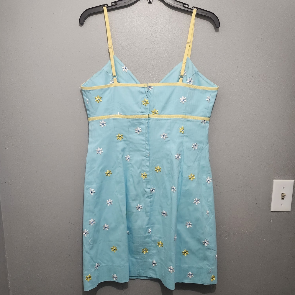 Lilly Pulitzer Vintage Light Blue and Yellow Embroidered Floral Dress Size 10 - Picture 5 of 10